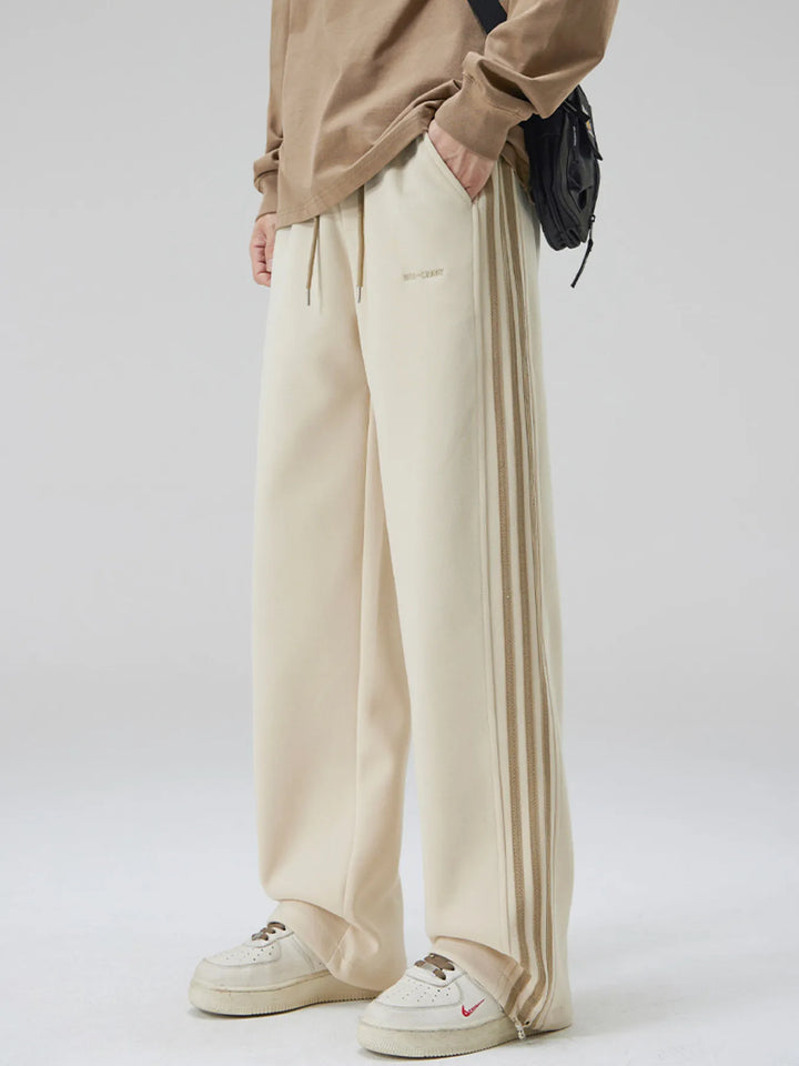 Men's Plus Size Relaxed Fit Pants with Side Stripes