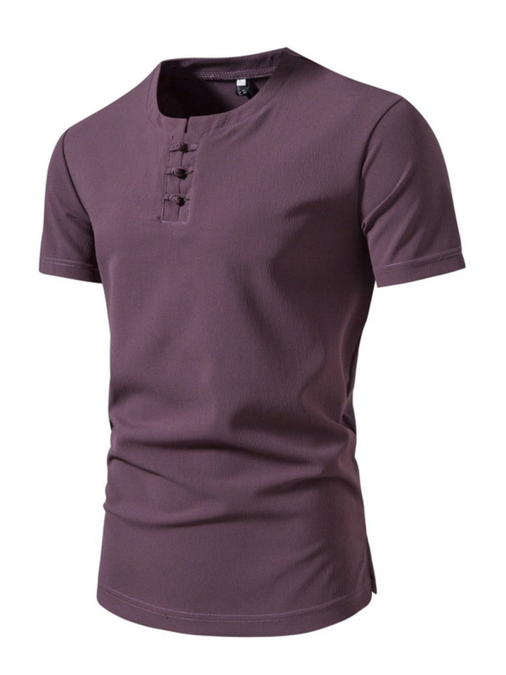 Men's Plus Size Casual Button Henley T-Shirt