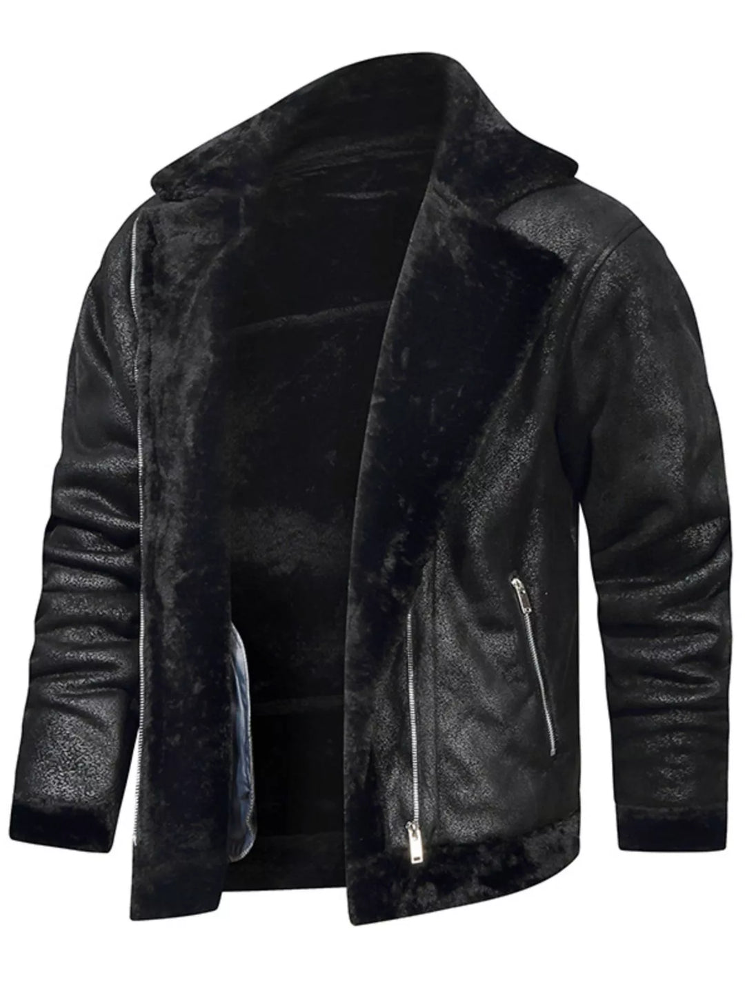 Men's Plus Size Zip Up Fuzzy Outerwear