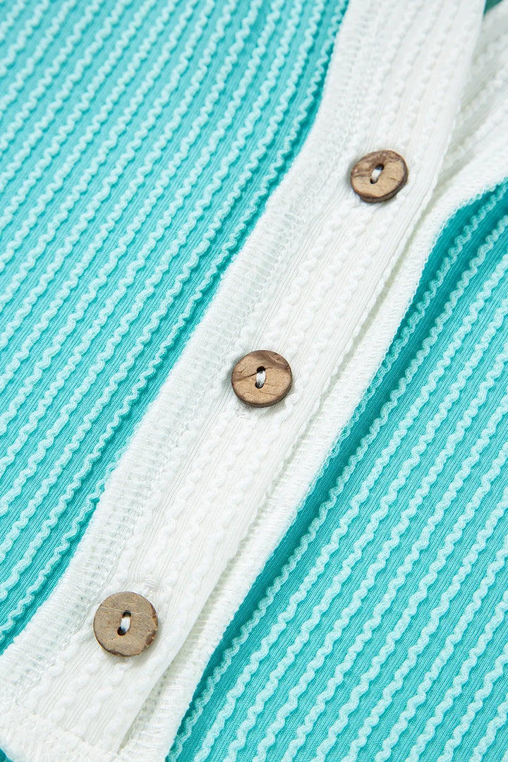 Corded Half Button Henley T Shirt