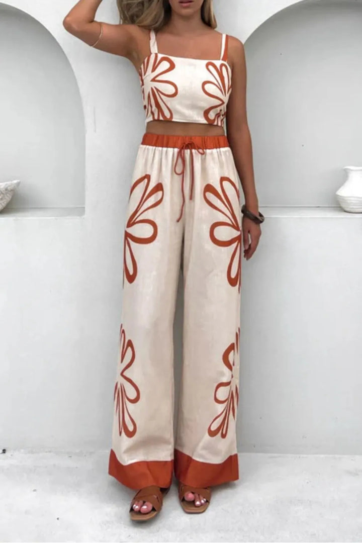 Smocked Square Neck Cami and Pants Set