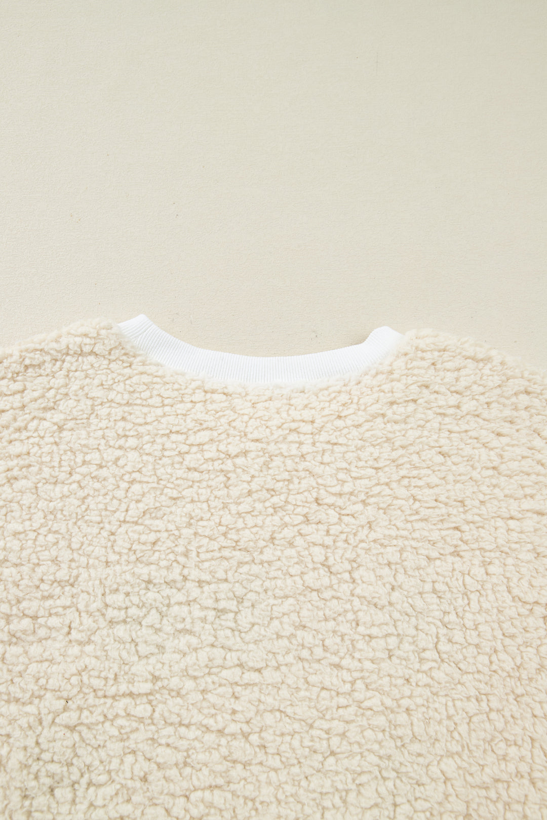 White MERRY CHRISTMAS Multicolor Embroidered Sherpa Pullover Sweatshirt