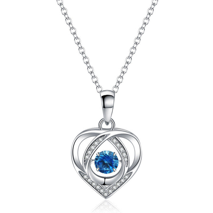 Dainty Heart Pendant Collarbone Chain For Women, Hollow Blue Zircon Long Sweater Necklace, Elegant Minimal Fashion Jewelry