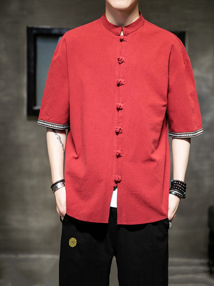 Men's Plus Size Chinese Style Half Sleeve Shirt