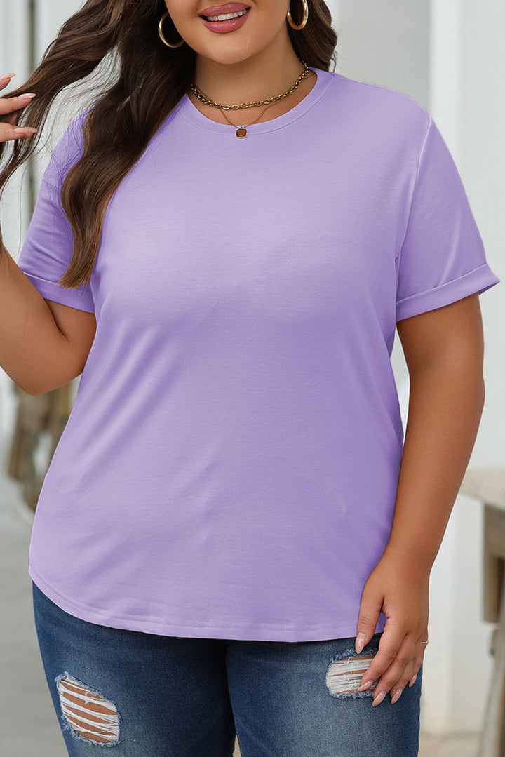 Wisteria Casual Plain Crew Neck Tee