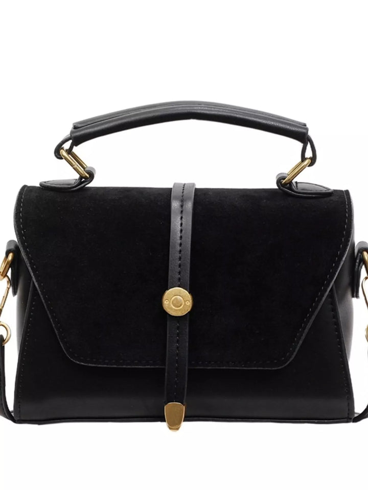 Vintage Suede Flap Crossbody Bag
