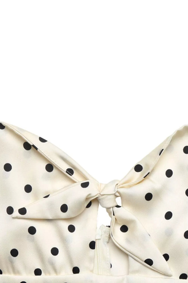 Polka Dot Tie-Front Cutout Maxi Dress
