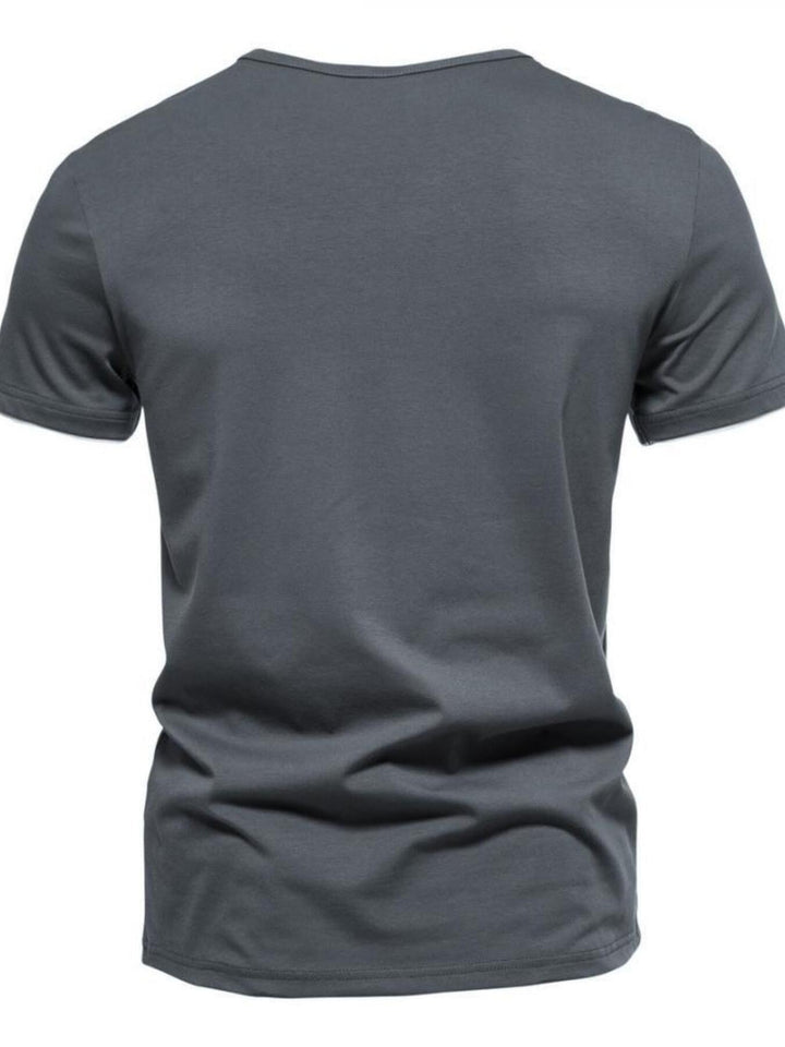 Men's Plus Size Slim Fit Notched Casual T-Shirt