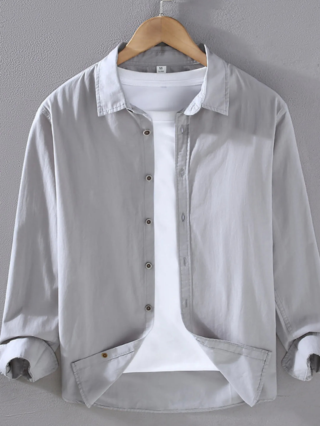 Men's Plus Size Button-Up Shirt with Rolled Sleeves