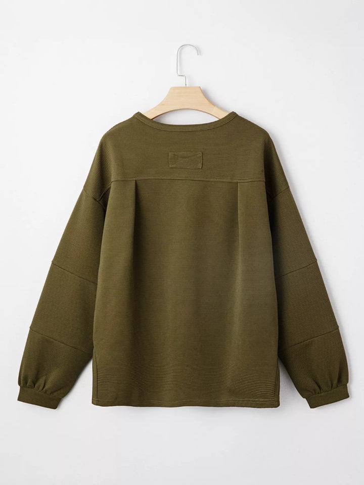 Ribbed Knit Oversized Sweatshirt