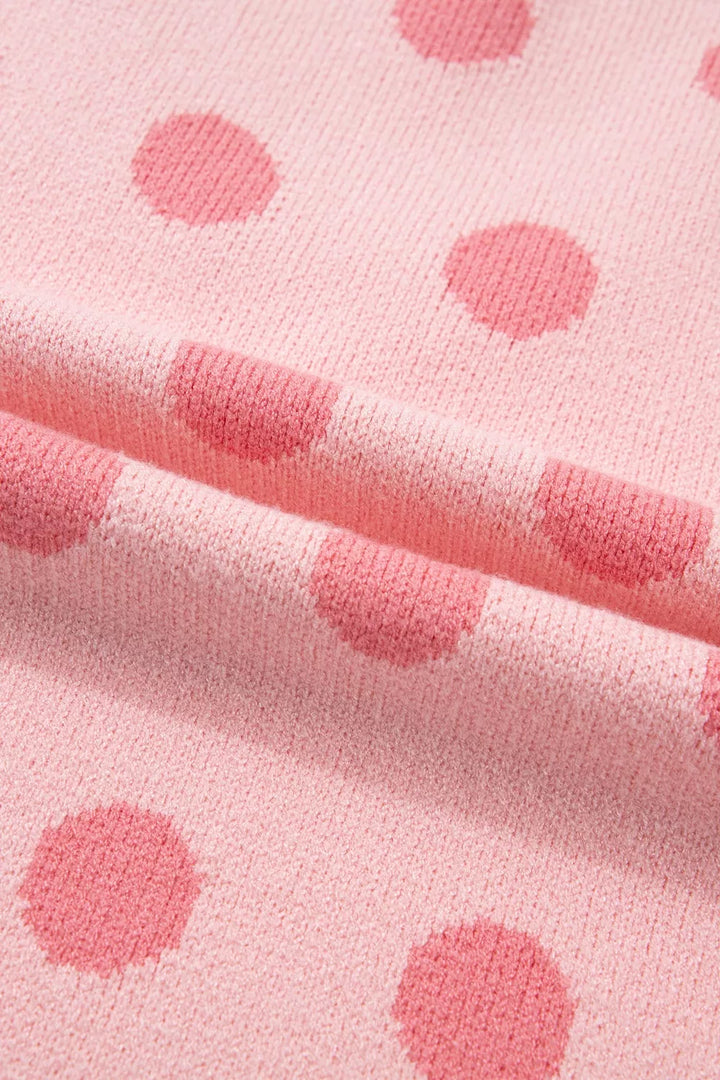 Polka Dot Puff Short Sleeve Sweater Top