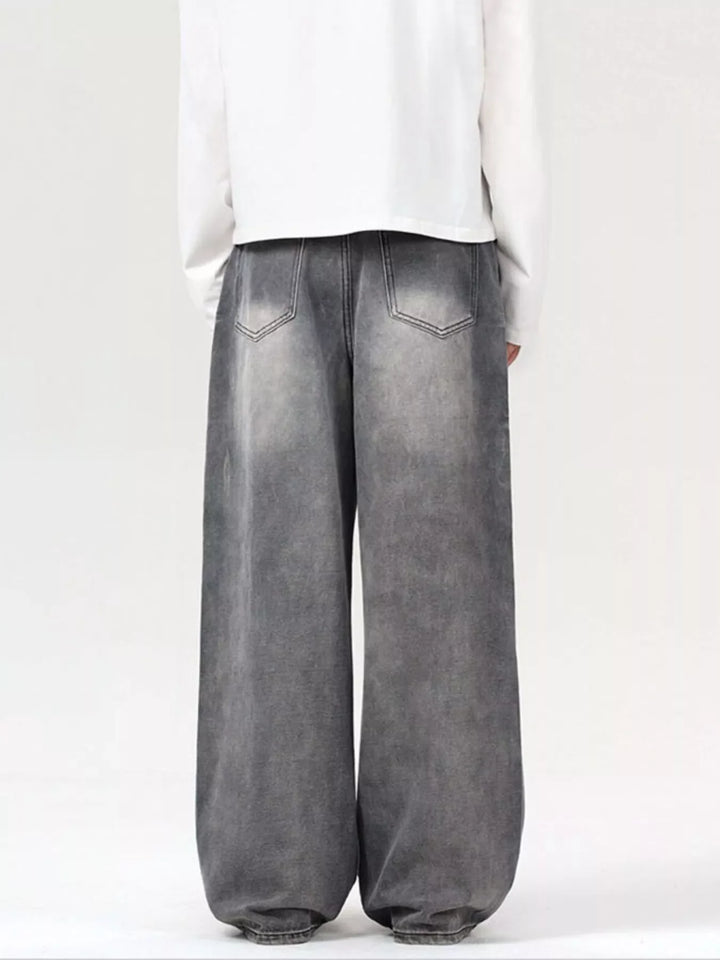 Men's Vintage Wash Wide Leg Jeans