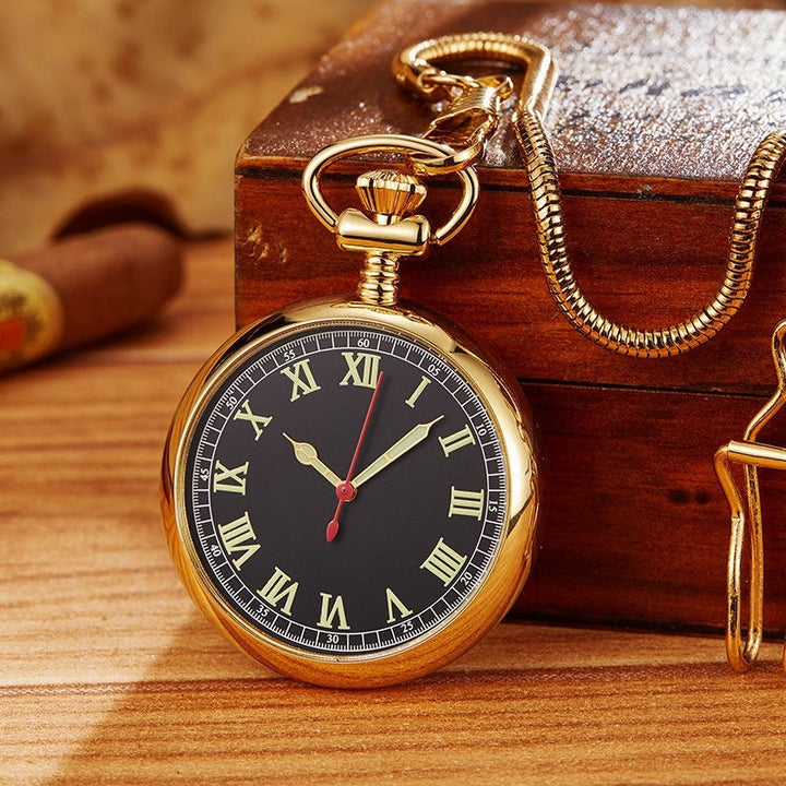 Qing Dynasty Ancient Open-Back Digital Antique-Style Quartz Pocket Watch