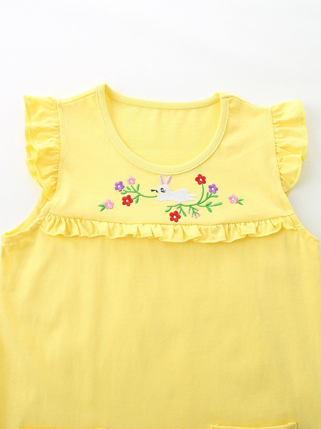 Children's Floral Embroidered Top and Printed Shorts Set