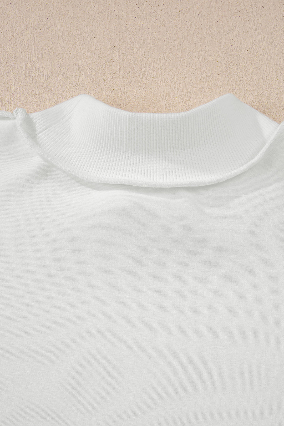 White Oversize Drop Shoulder Reversible Mock Neck Sweatshirt