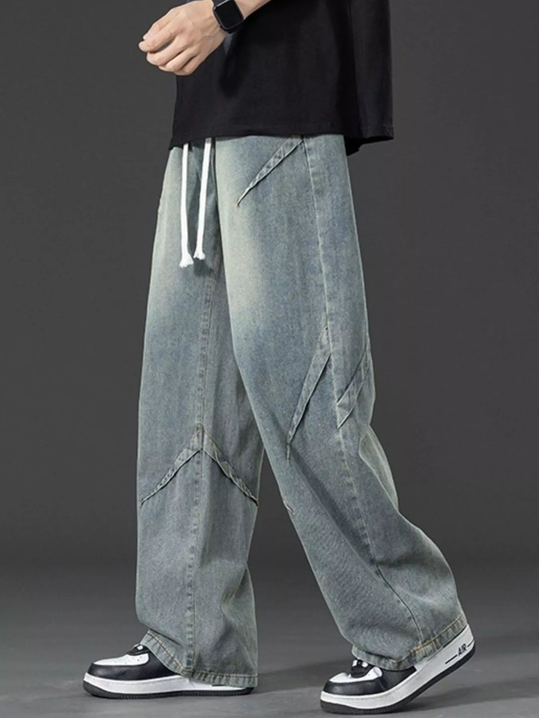 Men's Plus Size Vintage Wash Wide Leg Jeans