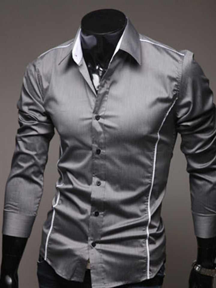 Men's Plus Size Slim Fit Long Sleeve Shirt