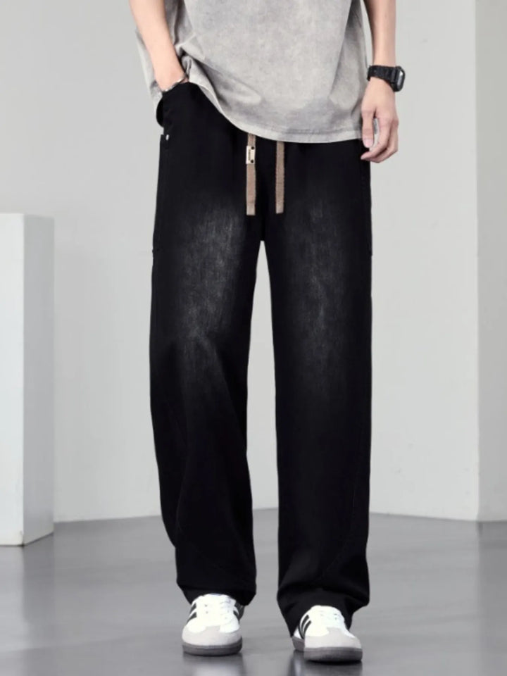 Men's Plus Size Drawstring Wide Leg Jeans