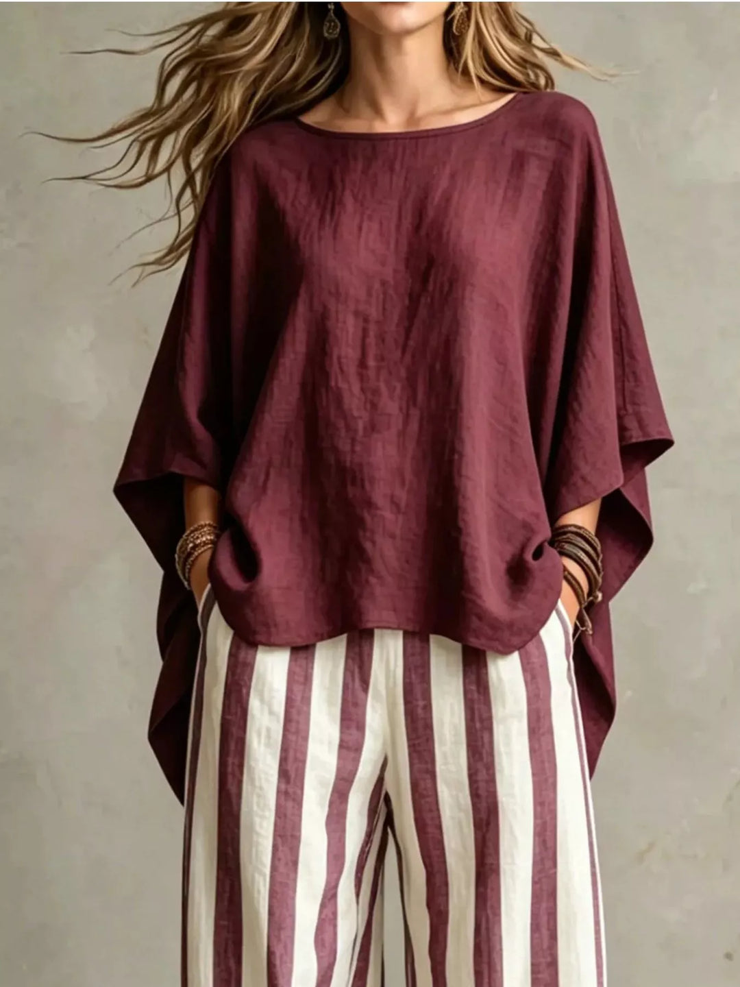 Full Size Solid Color Top and Pants Set Plus Size
