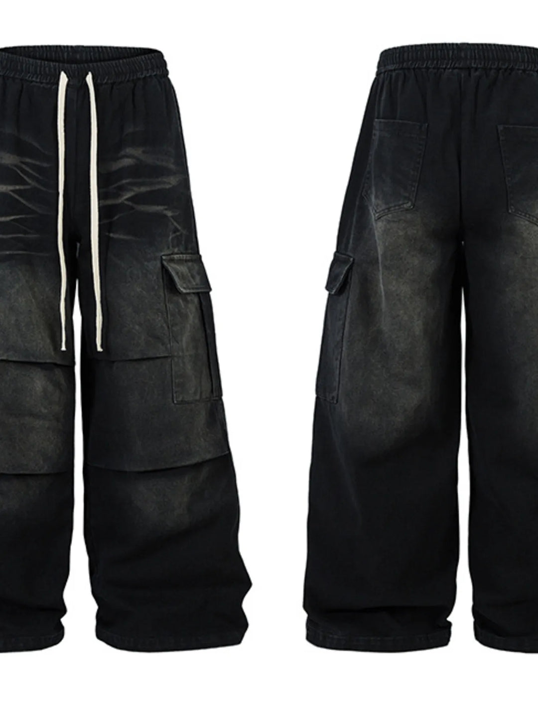 Men's Drawstring Wide Leg Cargo Jeans