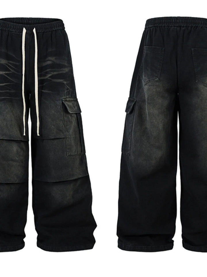 Men's Drawstring Wide Leg Cargo Jeans