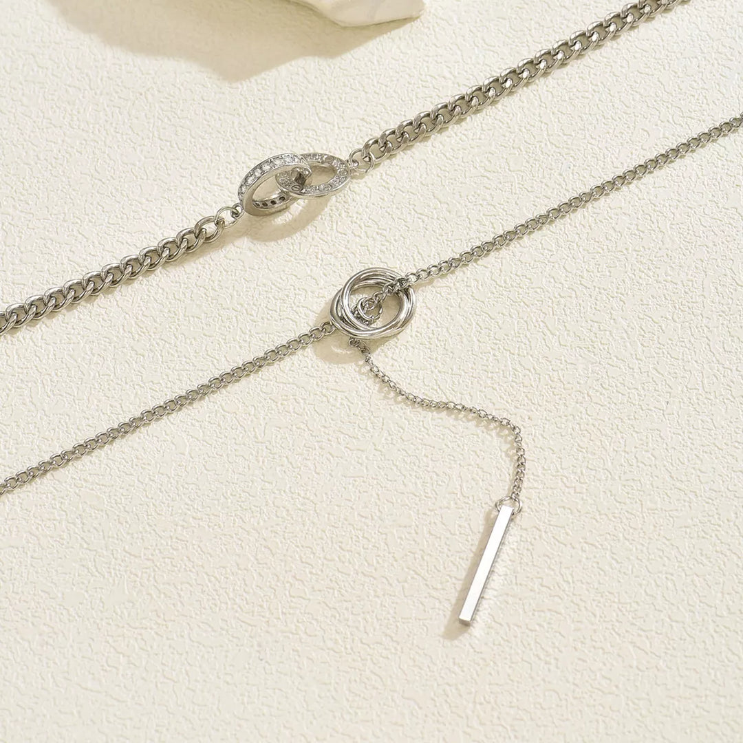 Double Layered Chain Y-Shaped Pendant Necklace
