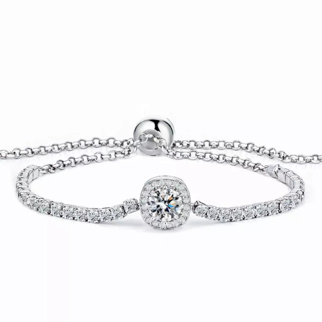 1 Carat Moissanite 925 Sterling Silver Chain Bracelet