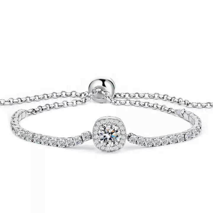 1 Carat Moissanite 925 Sterling Silver Chain Bracelet