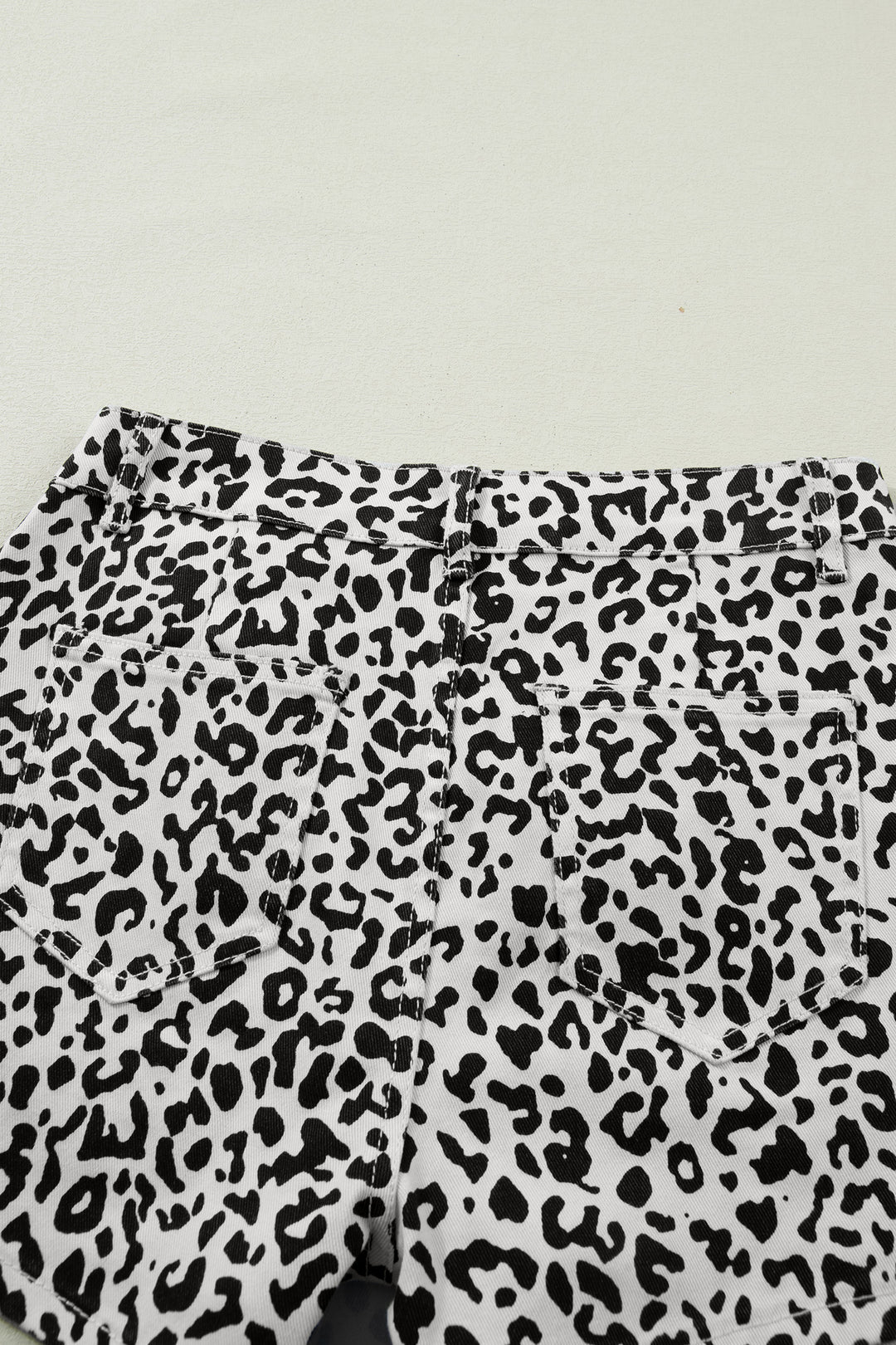 Brown Leopard Print Button Overlap Denim Shorts