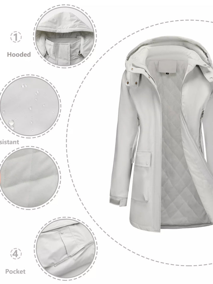 Full Size Zip Up Hooded Parka Outerwear Plus Size
