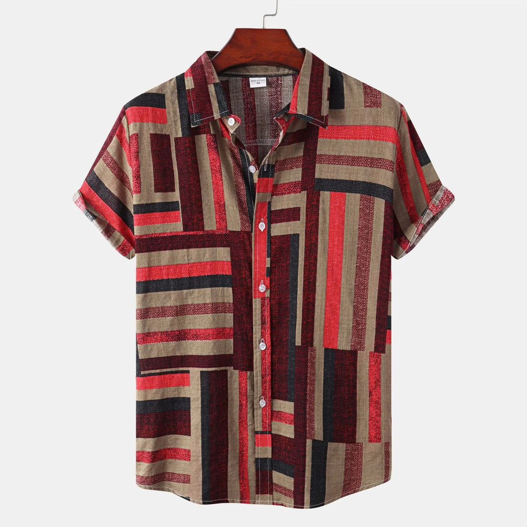 Men's Plus Size Geometric Print Short Sleeve Casual Shirt
