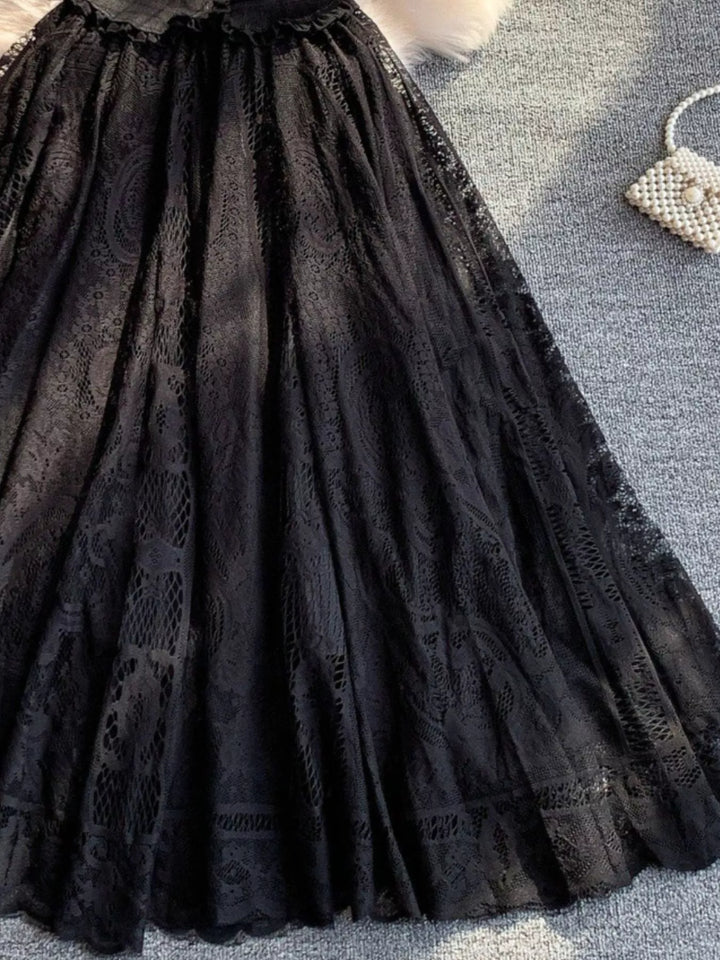 Lace Panel Puff Sleeve Dress