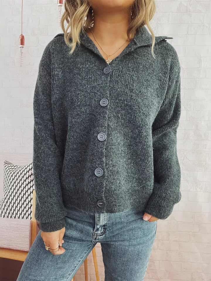 Ribbed Button-Up Cardigan