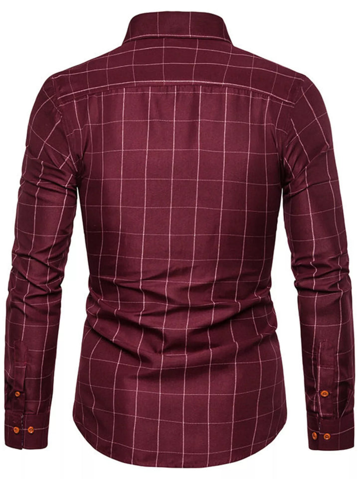 Men's Plus Size Classic Plaid Button-Down Shirt