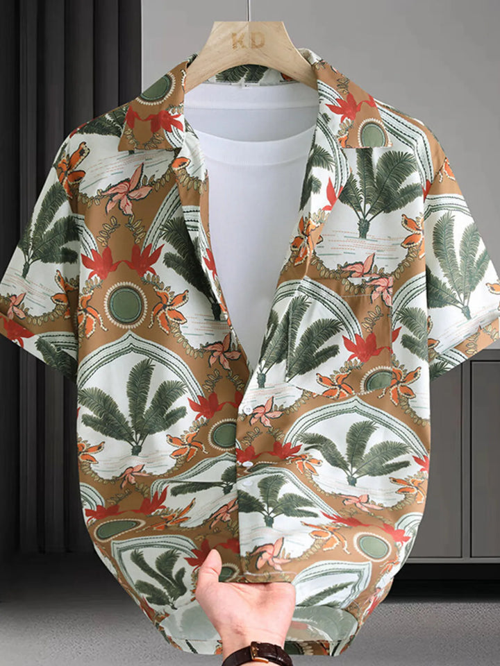 Men's Plus Size Printed Short Sleeve Casual Shirt