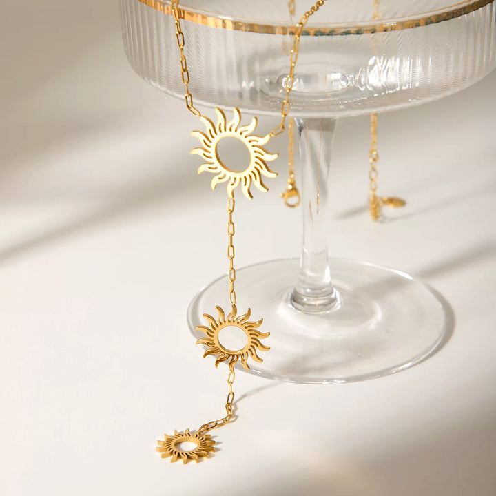 18K Gold-Plated Sun Pendant Necklace