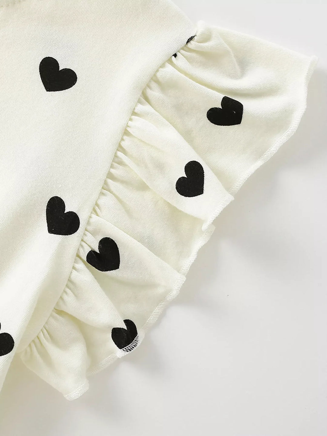 Children's Heart Print Ruffle Sleeve Dress