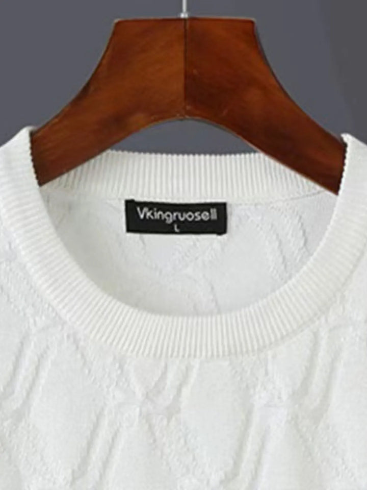 Men's Plus Size Textured Round Neck Short Sleeve Knit Top