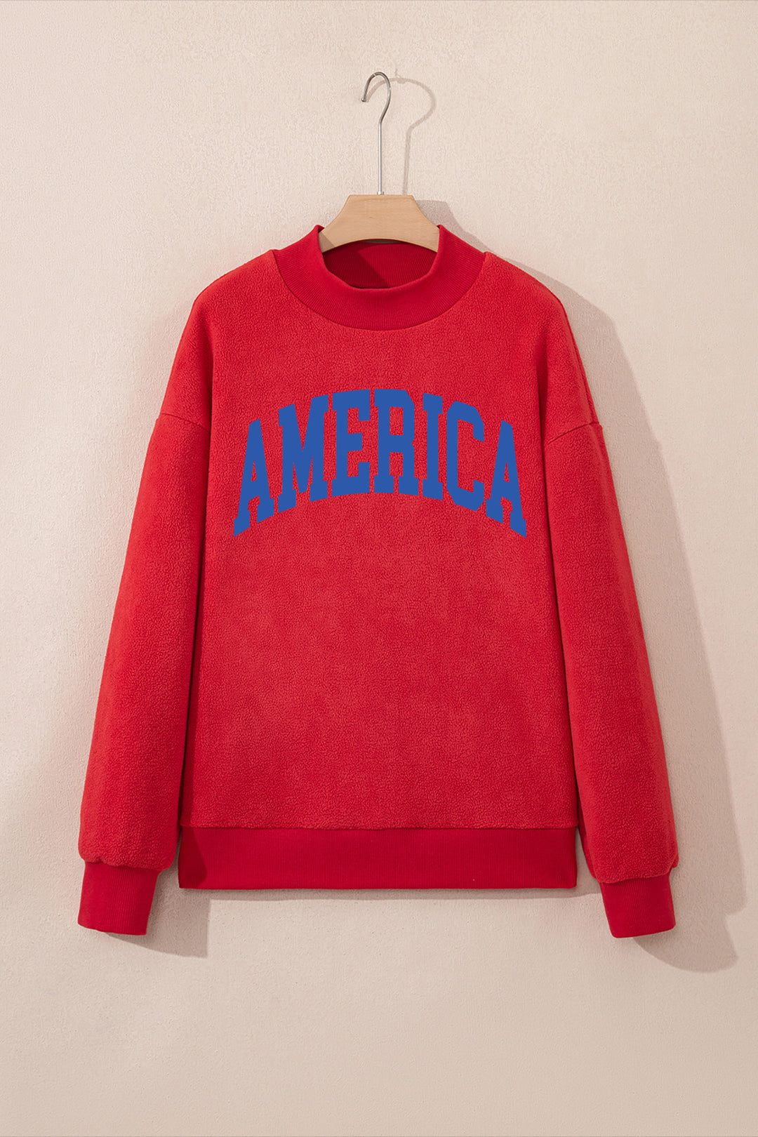 Racing Red Mock Neck Reversible USA/America Graphic Sweatshirt