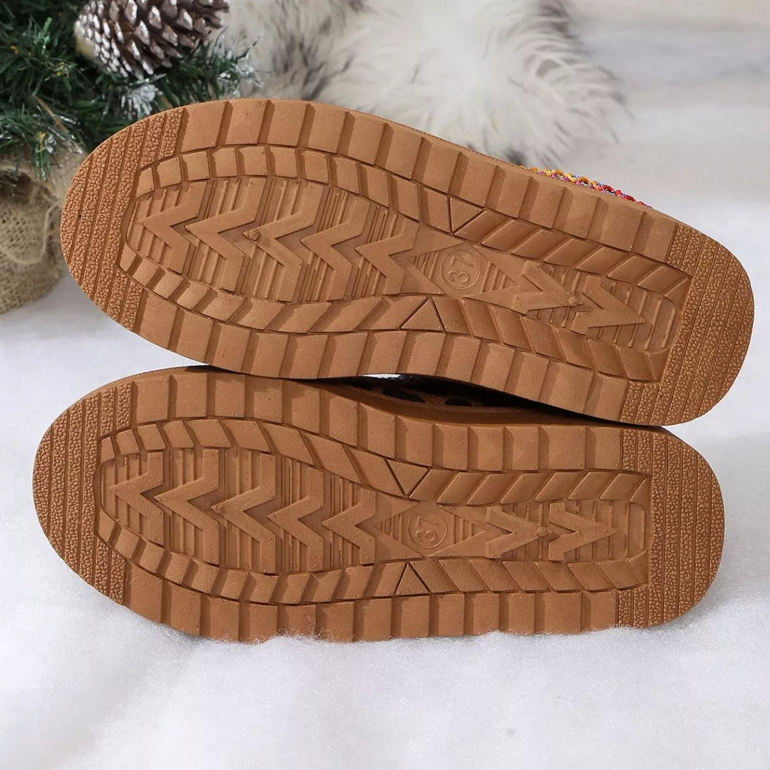 Leopard Print Plush Lined Warm Slip-Ons