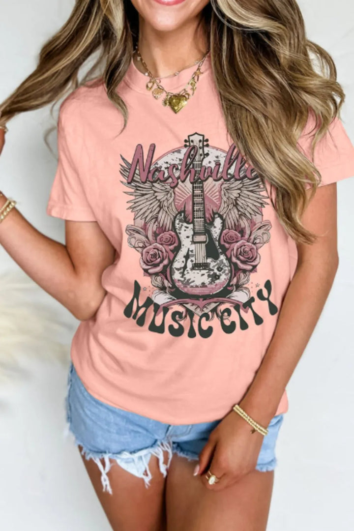 Graphic Round Neck Short Sleeve T-Shirt