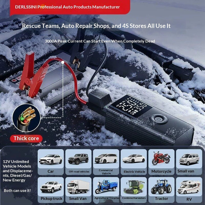 Portable Car Battery Starter With Air Pump