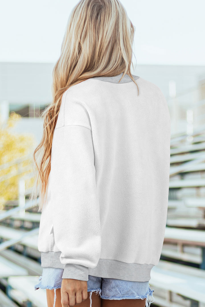 Light Grey Mock Neck Reversible USA/America Graphic Sweatshirt
