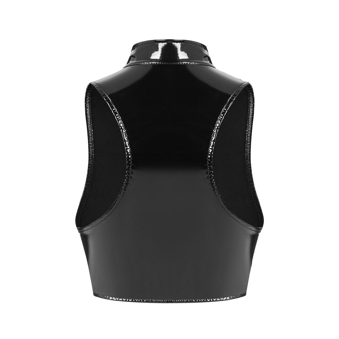 Sexy Women's Mirror Bright Leather Vest