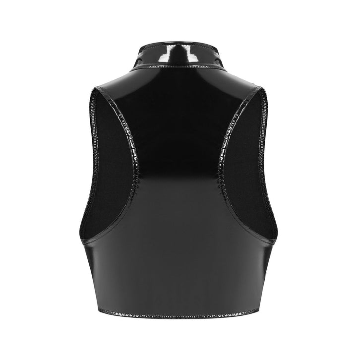 Sexy Women's Mirror Bright Leather Vest