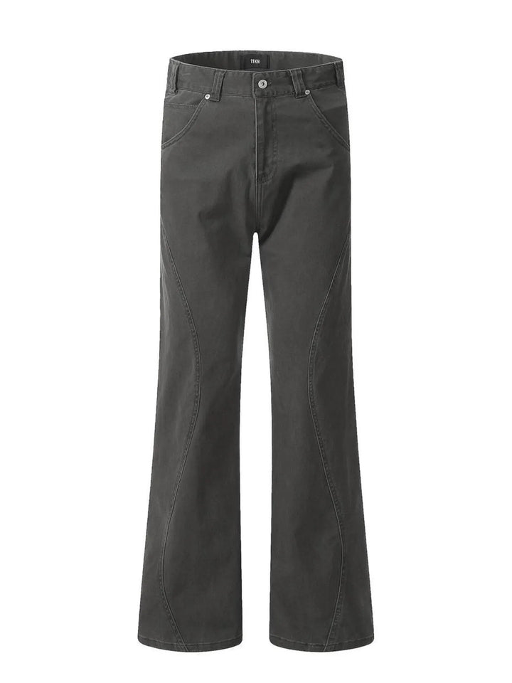 Men's Washed High Waist Flare Pants
