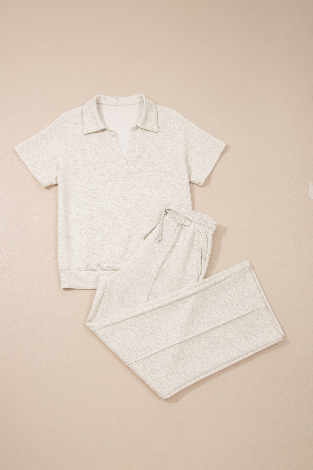 Light Grey Polo Tee Casual Pant Set