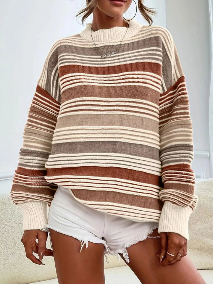 Striped Knit Long Sleeve Sweater