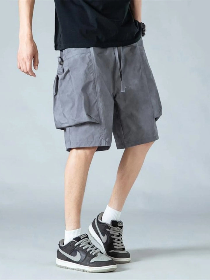 Men's Full Size Elastic Waist Cargo Shorts with Multi-Pockets Plus Size