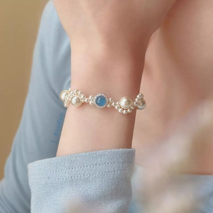 Pearl 925 Sterling Silver Zircon Bracelet